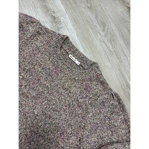 Marine Layer Sweater Medium Pink Tan Puff Sleeve Crewneck Womens Knit Cotton